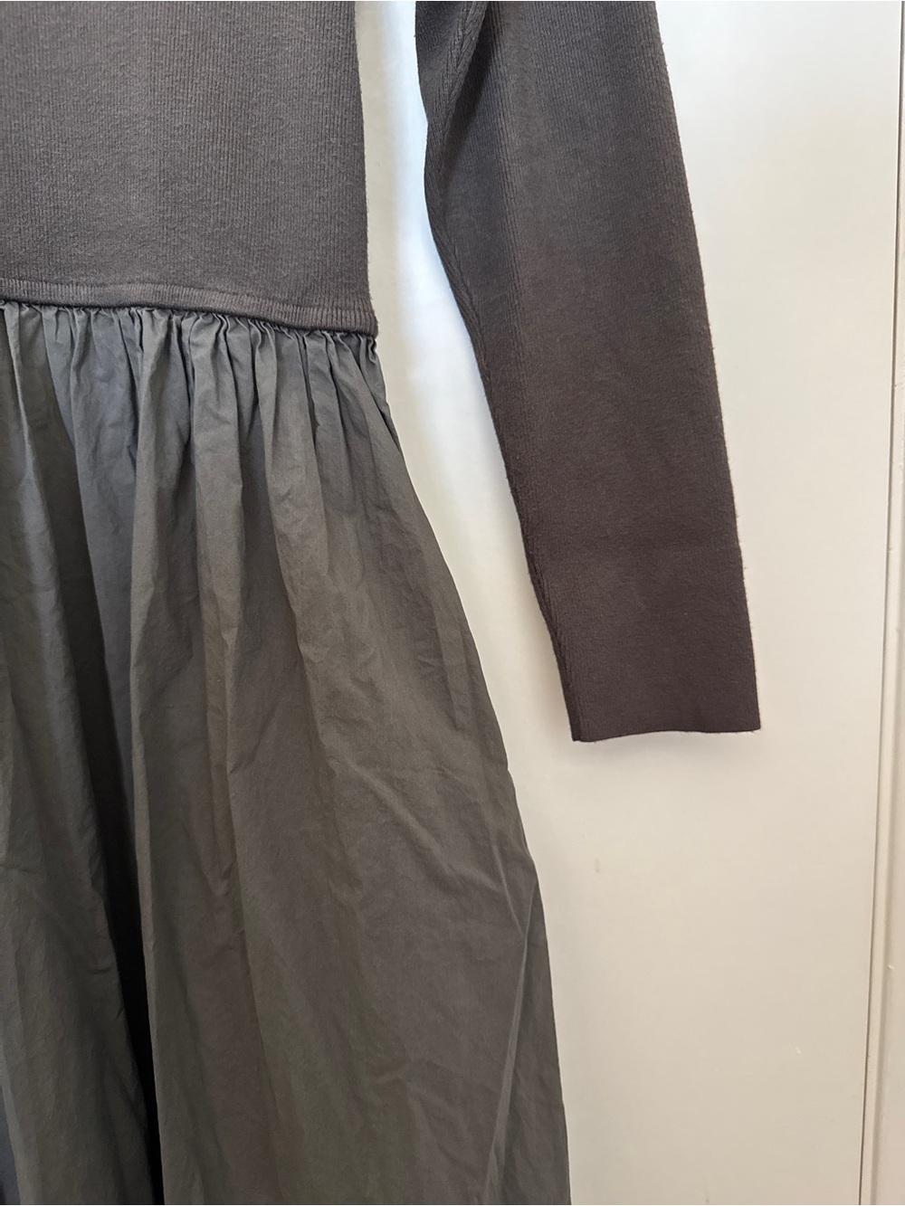 Marie Oliver Barrett mock neck multimedia dress in Olive Green Brown size L - Picture 6 of 12